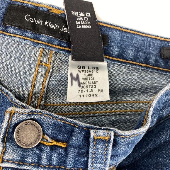 Calvin Klein Mid-Rise Flare Leg Jeans Women’s Sz 6 VTG Sandblast Wash WF35A51C - Picture 8 of 11